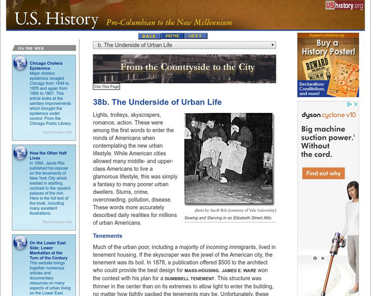 U.s. History: The Underside of Urban Life Website U.s. History: The Underside of Urban Life Website