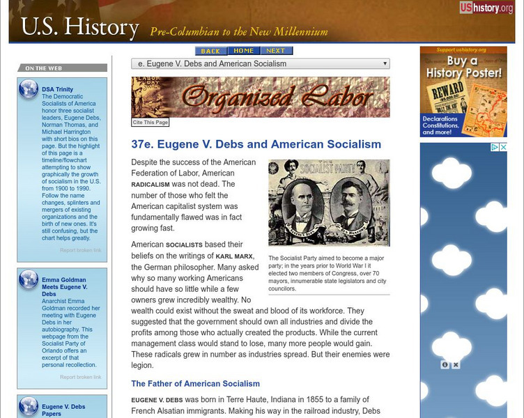 U.s. History: Eugene v. Debs and American Socialism Website U.s. History: Eugene v. Debs and American Socialism Website