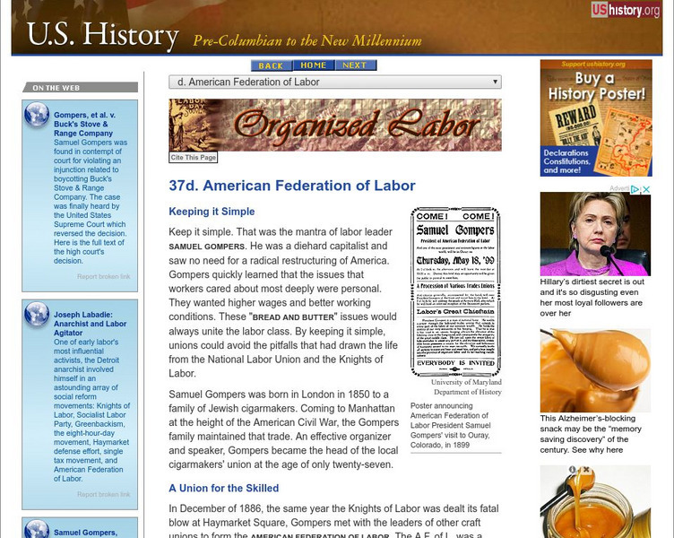 U.s. History: American Federation of Labor Website U.s. History: American Federation of Labor Website