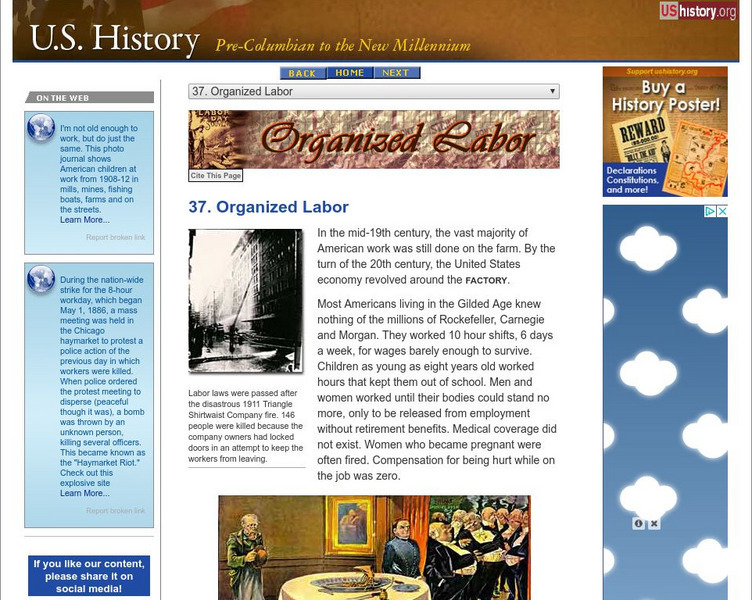U.s. History: Organized Labor Website U.s. History: Organized Labor Website