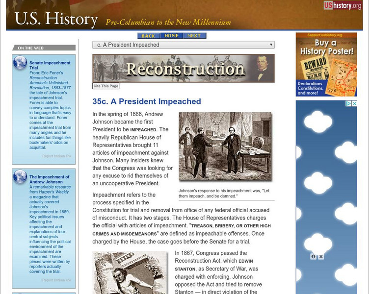 U.s. History: A President Impeached Website U.s. History: A President Impeached Website