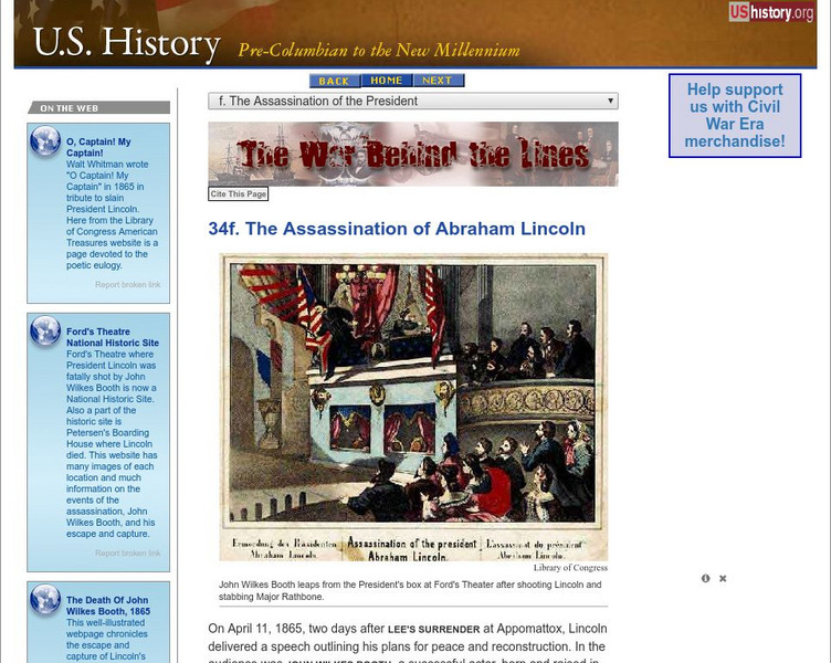 U.s. History: The Assassination of the President Website U.s. History: The Assassination of the President Website