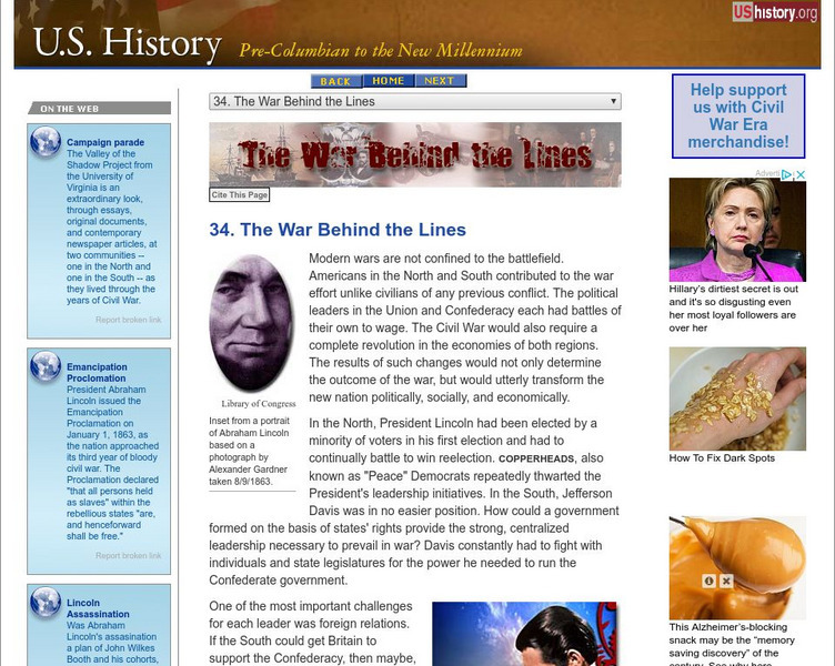 U.s. History: The War Behind the Lines Website U.s. History: The War Behind the Lines Website