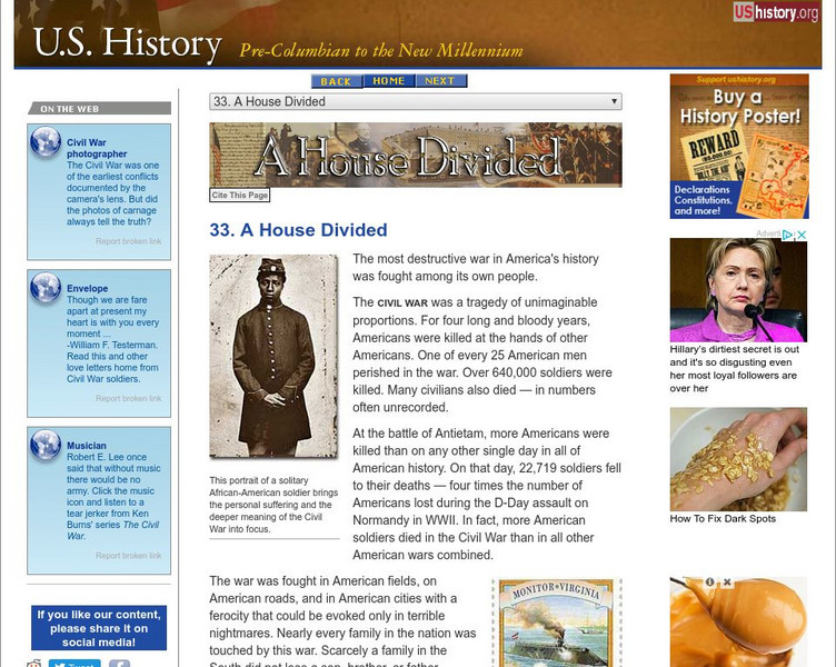 U.s. History: A House Divided Website U.s. History: A House Divided Website