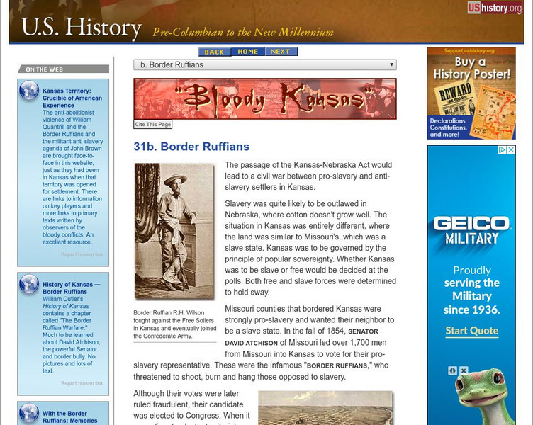 U.s. History: Border Ruffians Website U.s. History: Border Ruffians Website