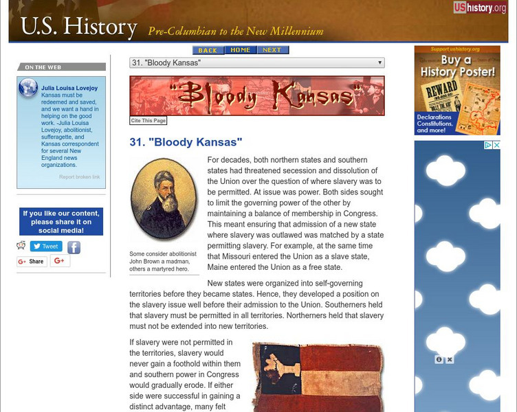 U.s. History: "Bloody Kansas" Website U.s. History: "Bloody Kansas" Website