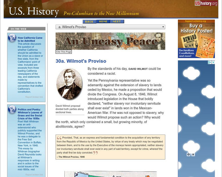 U.s. History: Wilmot's Proviso Website U.s. History: Wilmot's Proviso Website