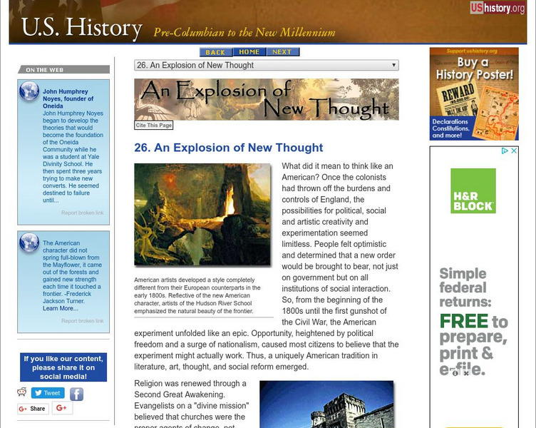 U.s. History: An Explosion of New Thought Website U.s. History: An Explosion of New Thought Website