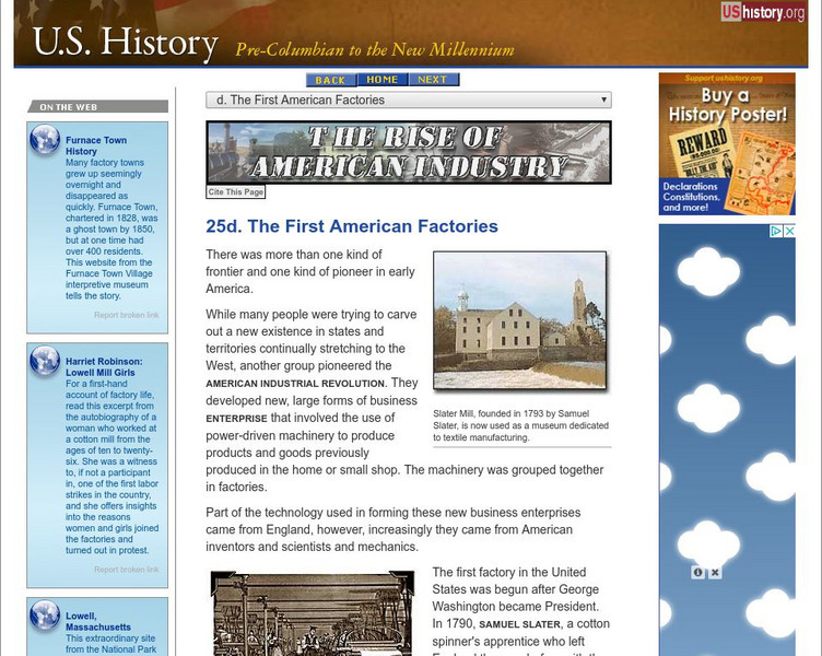 U.s. History: The First American Factories Website U.s. History: The First American Factories Website