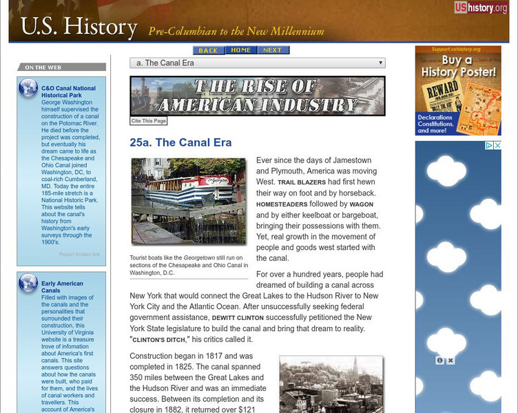 U.s. History: The Canal Era Website U.s. History: The Canal Era Website