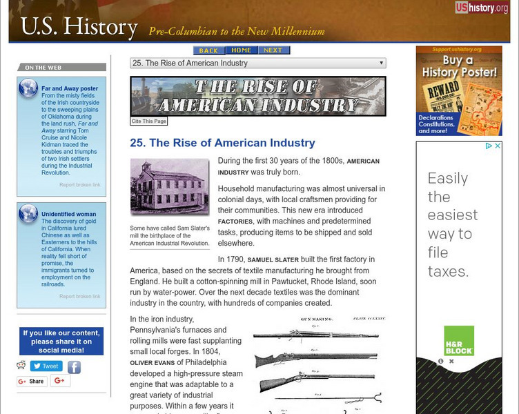 U.s. History: The Rise of American Industry Website U.s. History: The Rise of American Industry Website