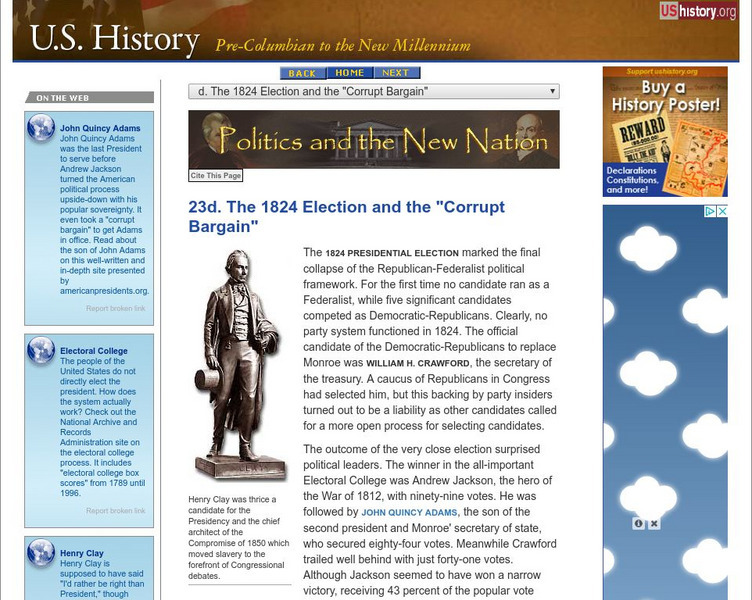 U.s. History: The 1824 Election and the "Corrupt Bargain" Website U.s. History: The 1824 Election and the "Corrupt Bargain" Website