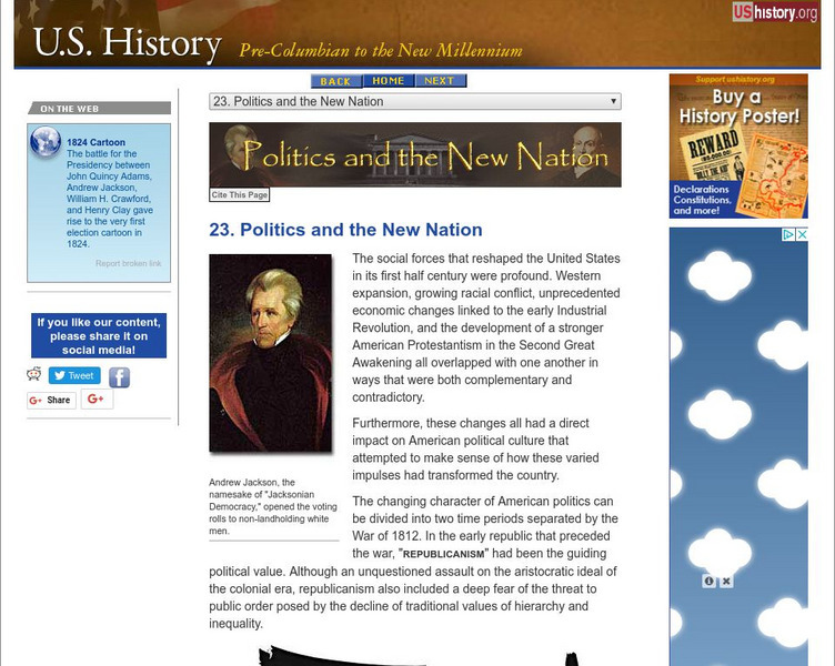U.s. History: Politics and the New Nation Website U.s. History: Politics and the New Nation Website