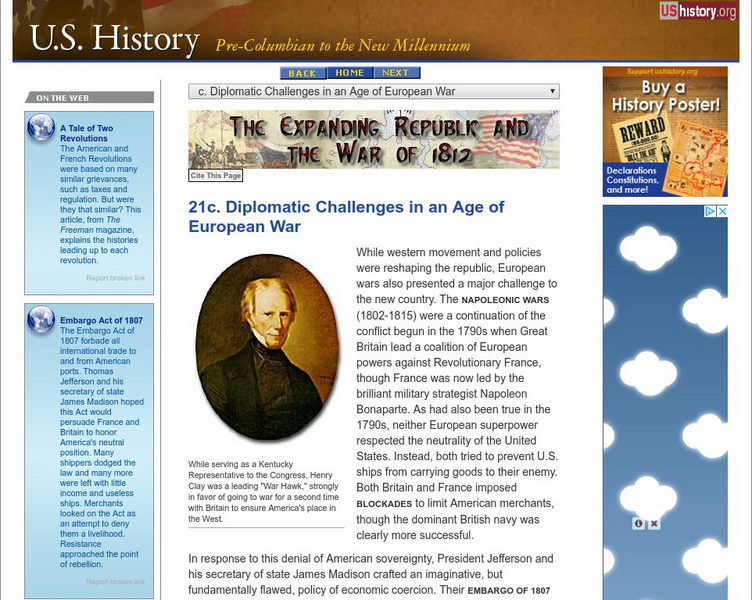 U.s. History: Diplomatic Challenges in an Age of European War Website U.s. History: Diplomatic Challenges in an Age of European War Website