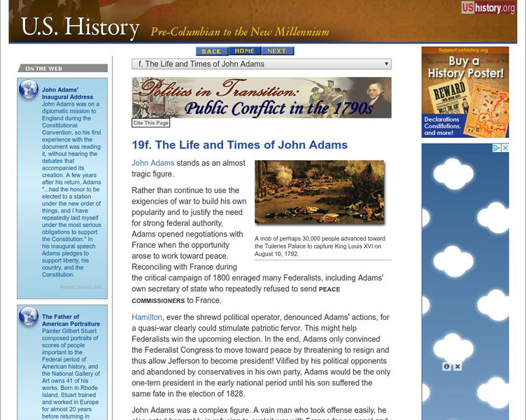 U.s. History: The Life and Times of John Adams Website U.s. History: The Life and Times of John Adams Website