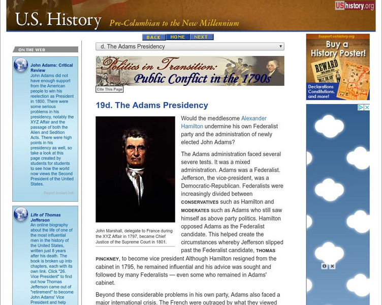 U.s. History: The Adams Presidency Website U.s. History: The Adams Presidency Website