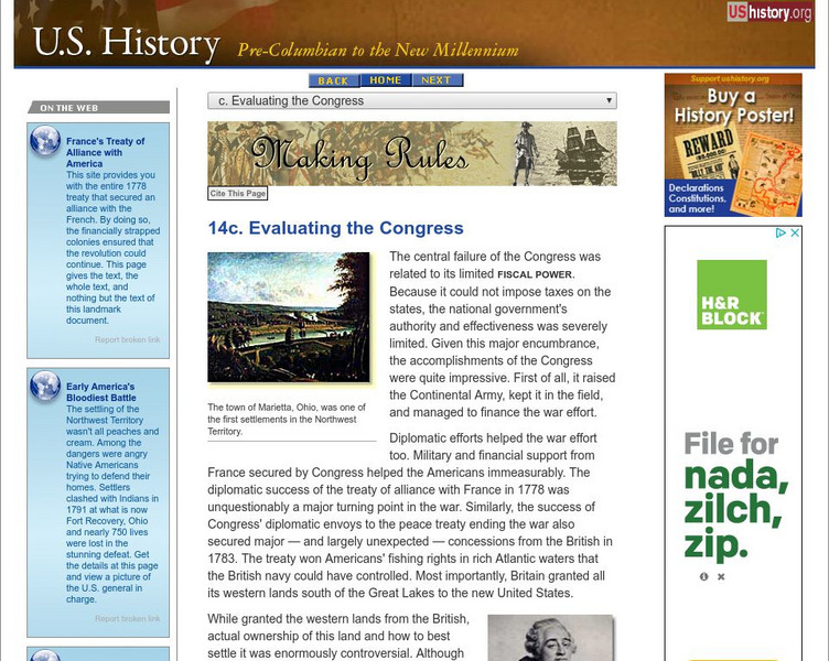 U.s. History: Evaluating the Congress Website U.s. History: Evaluating the Congress Website