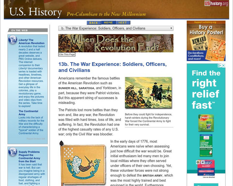 U.s. History: The War Experience: Soldiers, Officers, and Civiliams Website U.s. History: The War Experience: Soldiers, Officers, and Civiliams Website