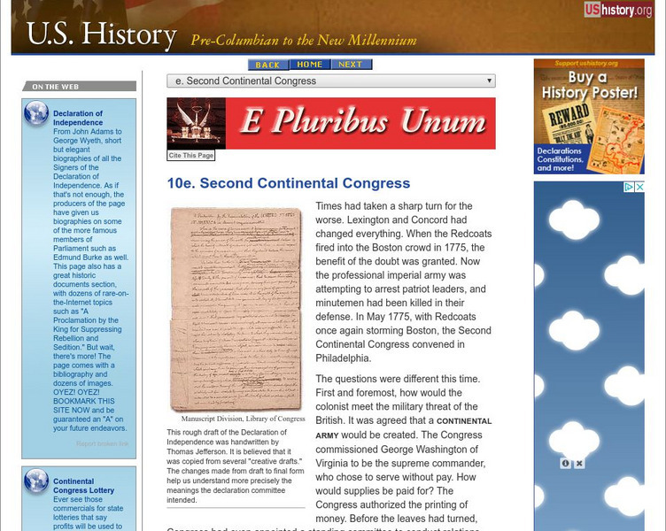 U.s. History: Second Continental Congress Website U.s. History: Second Continental Congress Website
