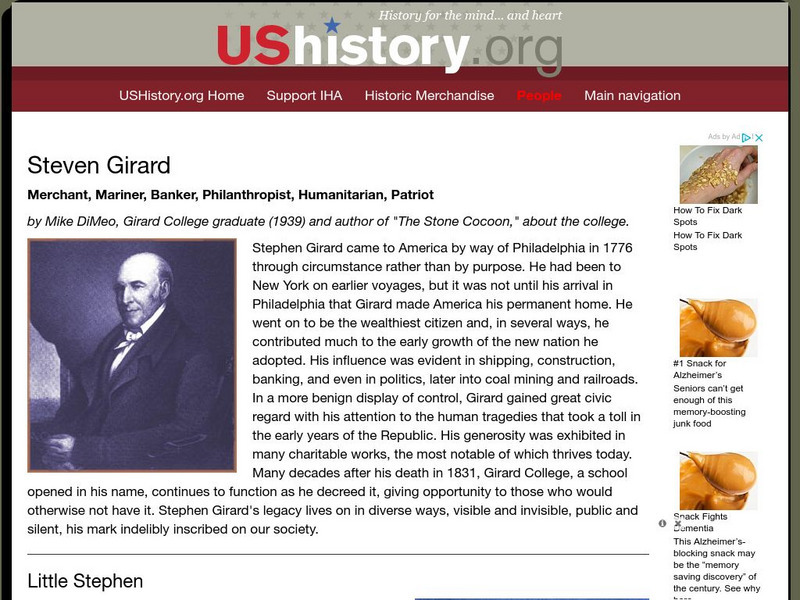U.s. History: Stephen Girard Website U.s. History: Stephen Girard Website