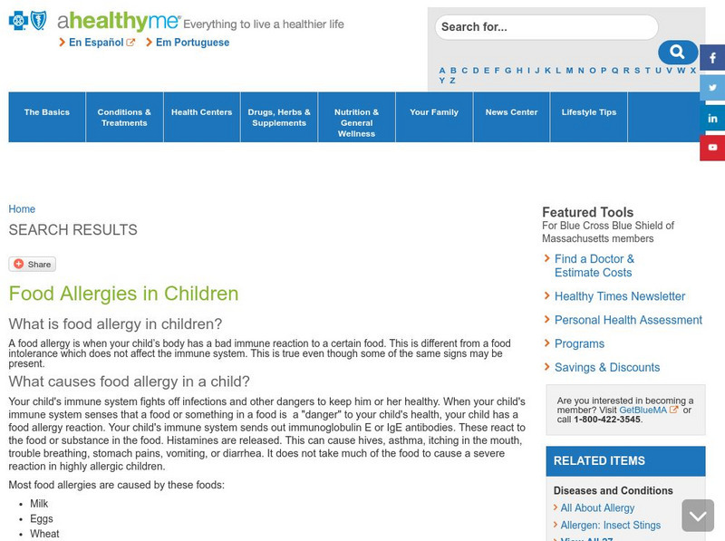 Children's Health: Food Allergies in Children Website Children's Health: Food Allergies in Children Website