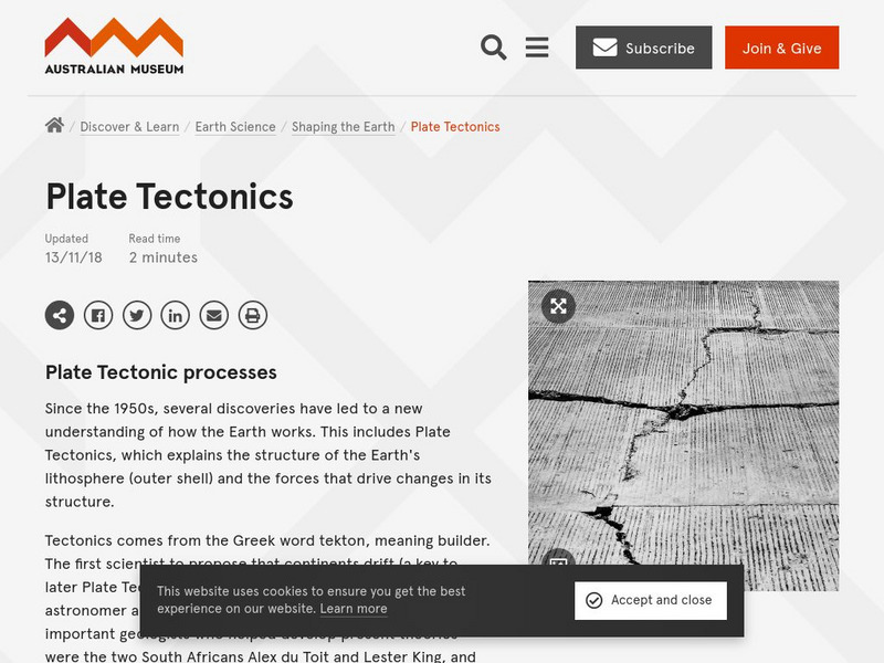 Australian Museum: Plate Tectonic Processes Handout Australian Museum: Plate Tectonic Processes Handout