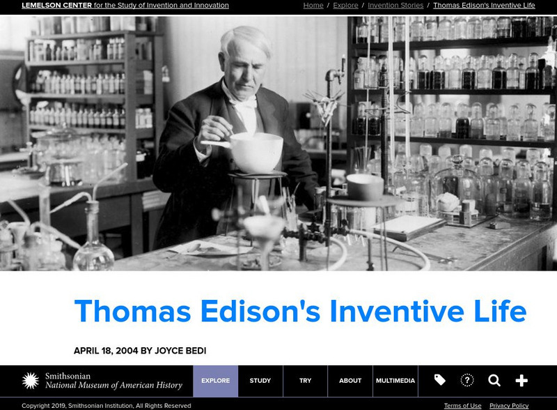 Lemelson Center: Thomas Edison's Inventive Life Website Lemelson Center: Thomas Edison's Inventive Life Website