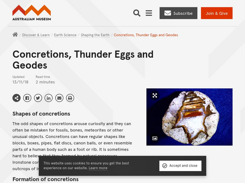 Australian Museum: Concretions, Thunder Eggs and Geodes Handout