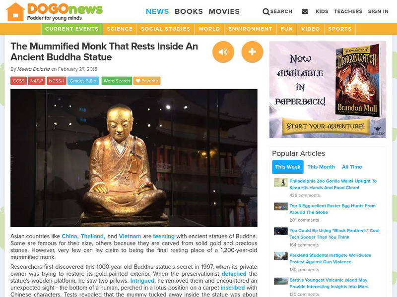 Dogo News: Mummified Monk Rests Inside Ancient Buddha Statue Article