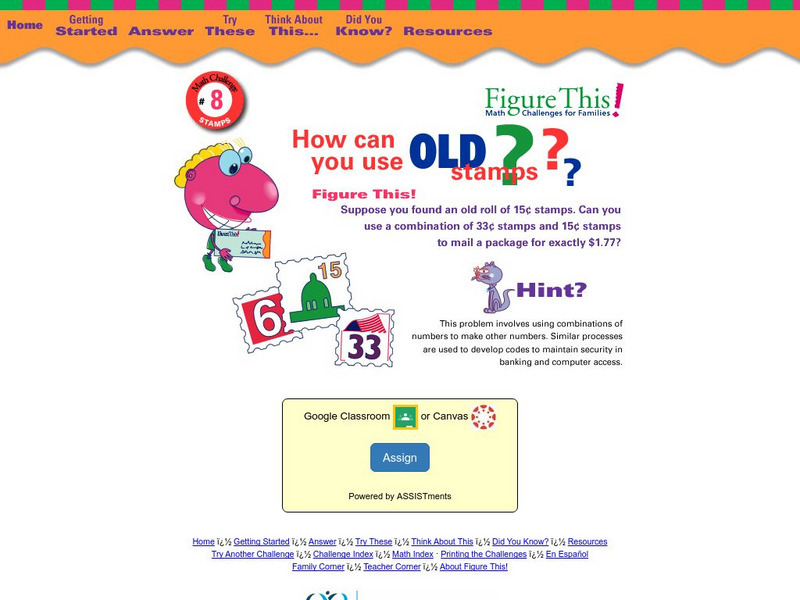 Nctm: Figure This: How Can You Use Old Stamps? Activity Nctm: Figure This: How Can You Use Old Stamps? Activity