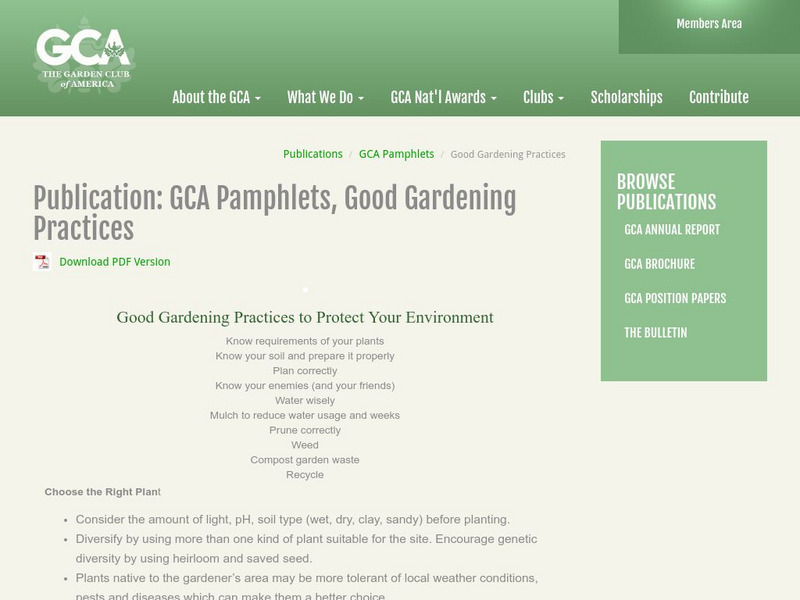 Garden Club of America: Good Gardening Practices to Protect Your Environment Website Garden Club of America: Good Gardening Practices to Protect Your Environment Website