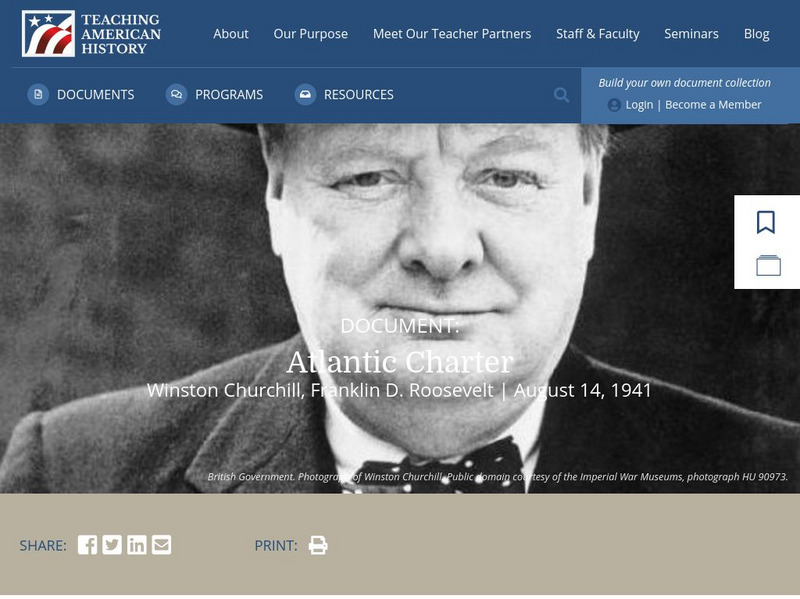 Teaching American History: Atlantic Charter Primary Teaching American History: Atlantic Charter Primary