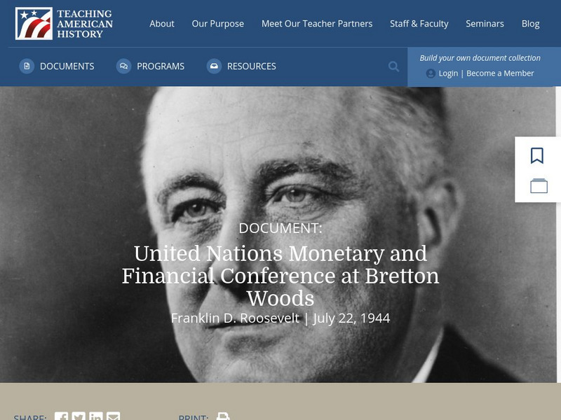 Teaching American History: United Nations Conference at Bretton Woods Primary Teaching American History: United Nations Conference at Bretton Woods Primary