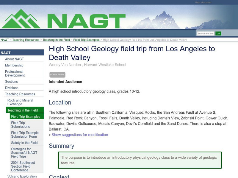 Nagt: High School Geology Field Trip From Los Angeles to Death Valley Lesson Plan