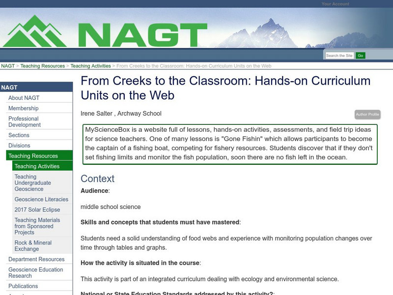 Nagt: From Creeks to the Classroom: Gone Fishin' Lesson Plan Nagt: From Creeks to the Classroom: Gone Fishin' Lesson Plan