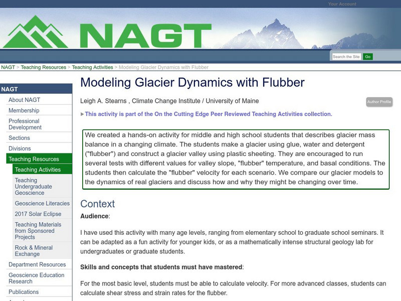 Serc: Modeling Glacier Dynamics With Flubber Lesson Plan Serc: Modeling Glacier Dynamics With Flubber Lesson Plan
