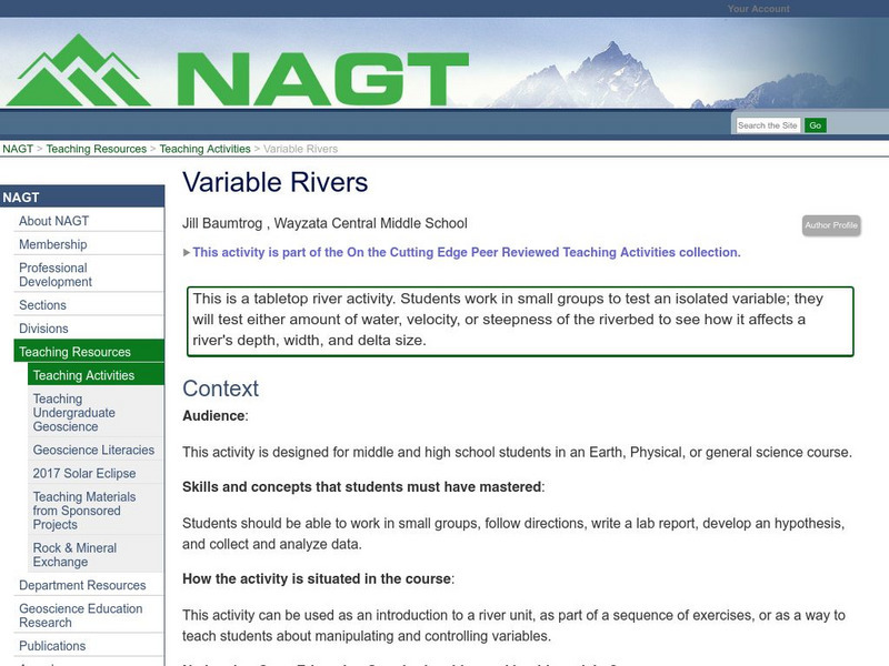 Nagt: Variable Rivers Lesson Plan Nagt: Variable Rivers Lesson Plan