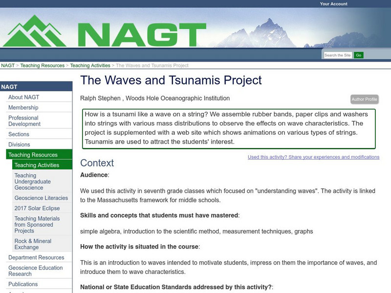 Nagt: The Waves and Tsunamis Project Lesson Plan