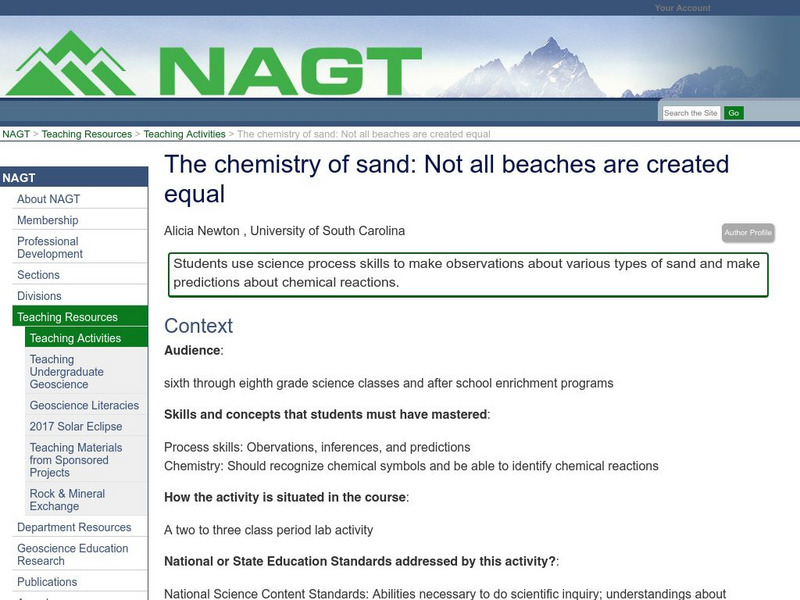 Nagt: The Chemistry of Sand: Not All Beaches Are Created Equal Lesson Plan Nagt: The Chemistry of Sand: Not All Beaches Are Created Equal Lesson Plan