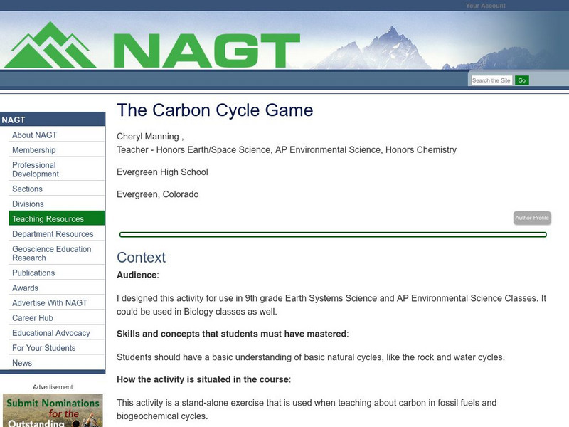 Nagt: The Carbon Cycle Game Lesson Plan Nagt: The Carbon Cycle Game Lesson Plan