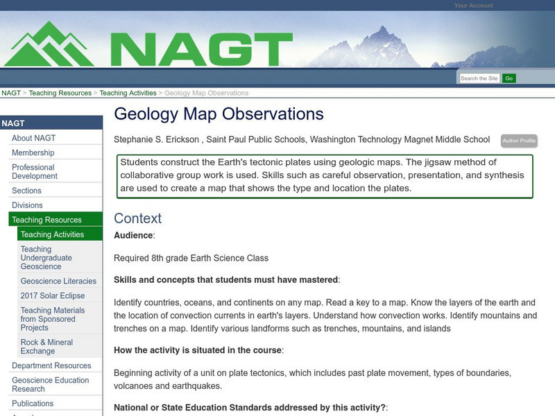 Nagt: Geology Map Observations Lesson Plan Nagt: Geology Map Observations Lesson Plan