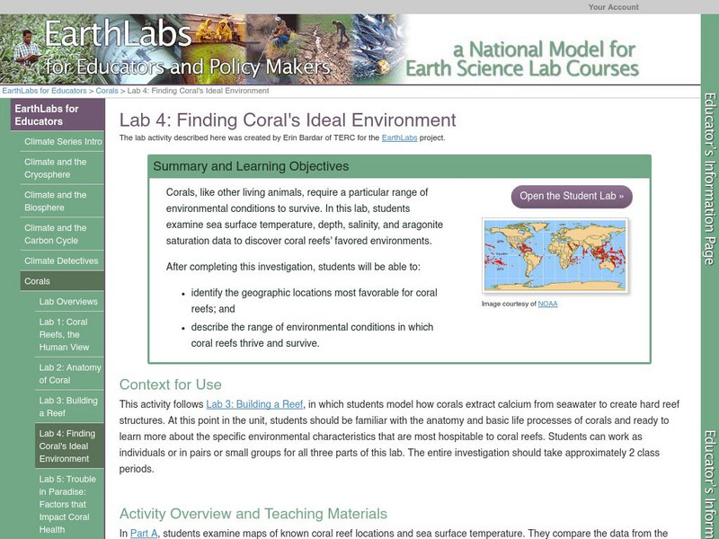 Serc: Lab 4: Finding Coral's Ideal Environment Activity Serc: Lab 4: Finding Coral's Ideal Environment Activity