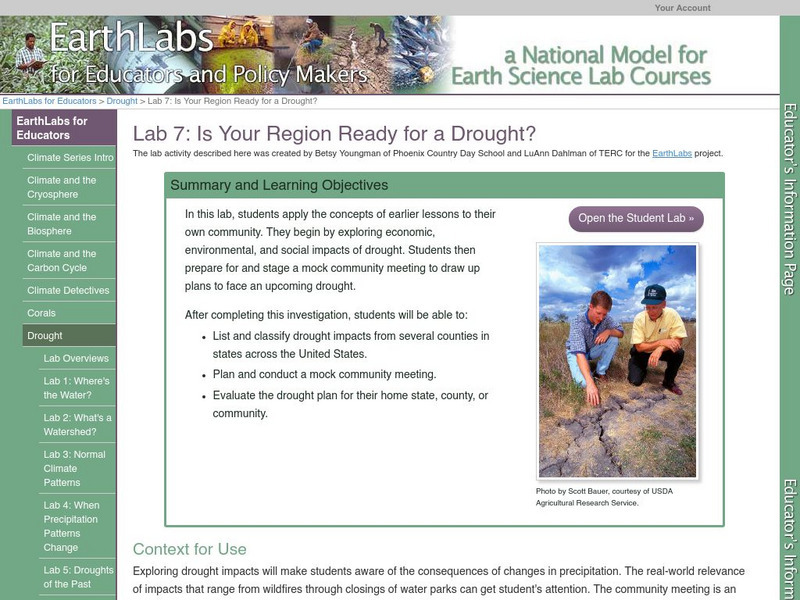 Serc: Lab 7: Is Your Region Ready for a Drought? Activity Serc: Lab 7: Is Your Region Ready for a Drought? Activity