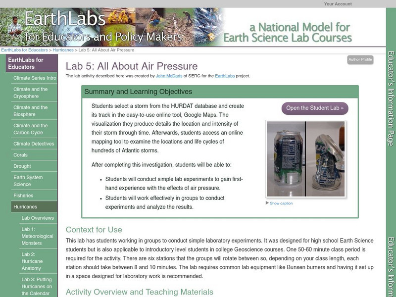 Serc: Lab 5: All About Air Pressure Activity Serc: Lab 5: All About Air Pressure Activity
