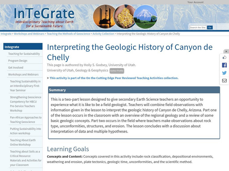 Serc: Interpreting the Geologic History of Canyon De Chelly Lesson Plan Serc: Interpreting the Geologic History of Canyon De Chelly Lesson Plan