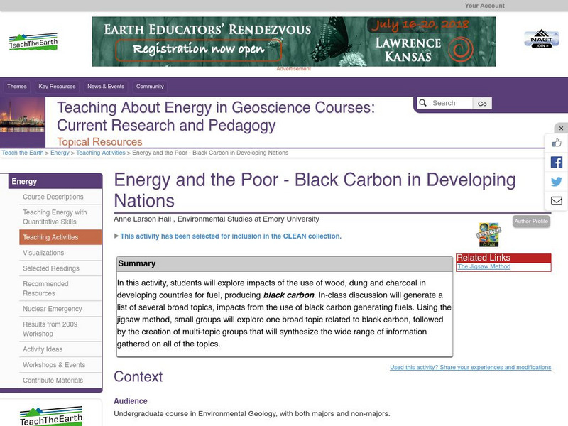 Serc: Energy and the Poor Black Carbon in Developing Nations Lesson Plan