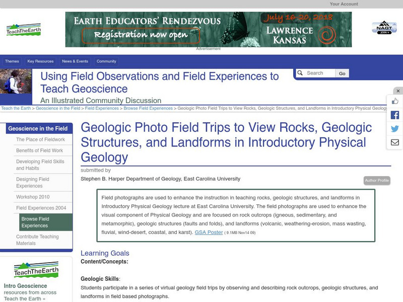 Serc: Geologic Photo Field Trips for Introductory Physical Geology Lesson Plan Serc: Geologic Photo Field Trips for Introductory Physical Geology Lesson Plan