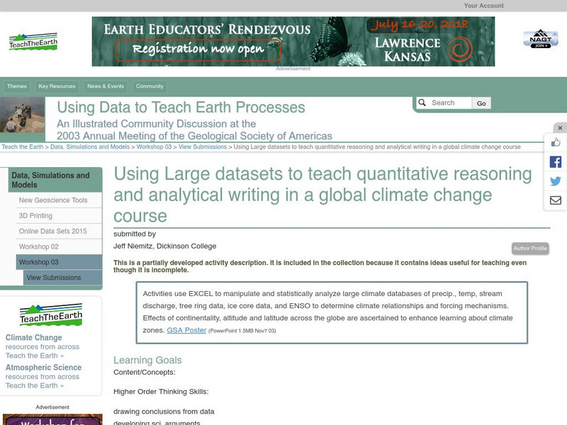 Serc: Quantitative Reasoning and Analytical Writing in a Global Climate Change Lesson Plan Serc: Quantitative Reasoning and Analytical Writing in a Global Climate Change Lesson Plan