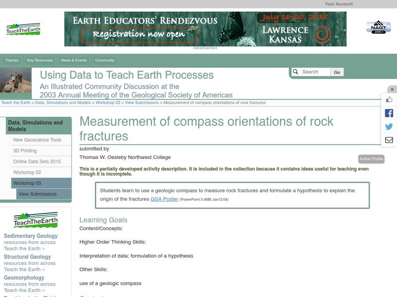 Serc: Measurement of Compass Orientations of Rock Fractures Lesson Plan Serc: Measurement of Compass Orientations of Rock Fractures Lesson Plan