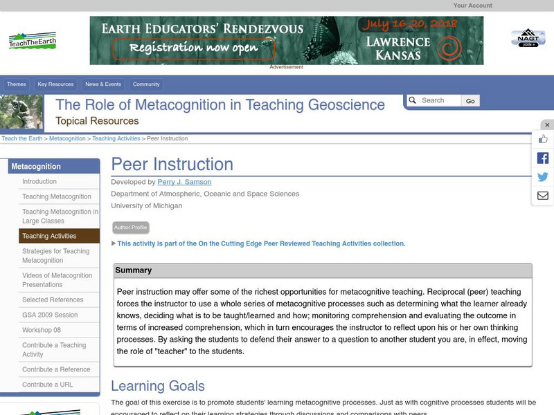 Serc: Peer Instruction Lesson Plan Serc: Peer Instruction Lesson Plan